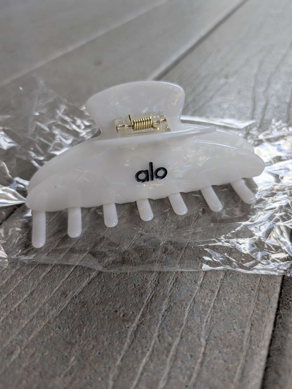 ALO Yoga White Iridescent Hair Claw Clip large